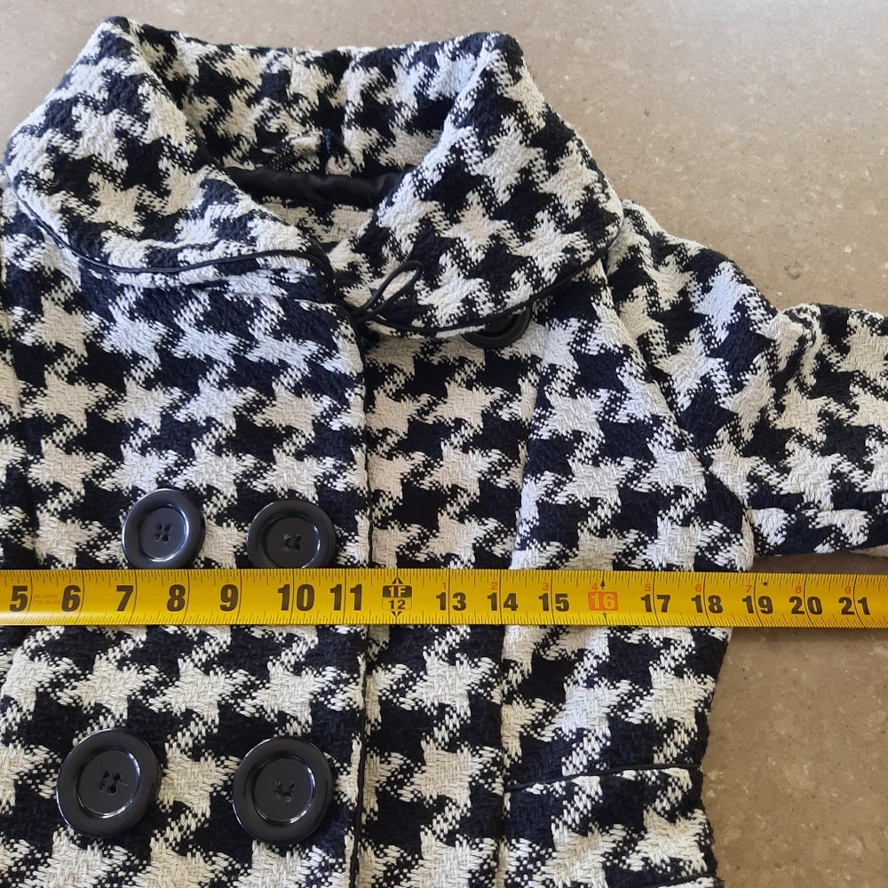 Wool Blend Oversized Houndstooth Coat Jacket Size Med Black White Rue 21 - Picture 7 of 16
